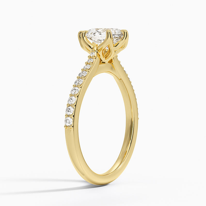 Elodie Cathedral Diamond Ring Yellow Gold 18k Pear Engagement Ring