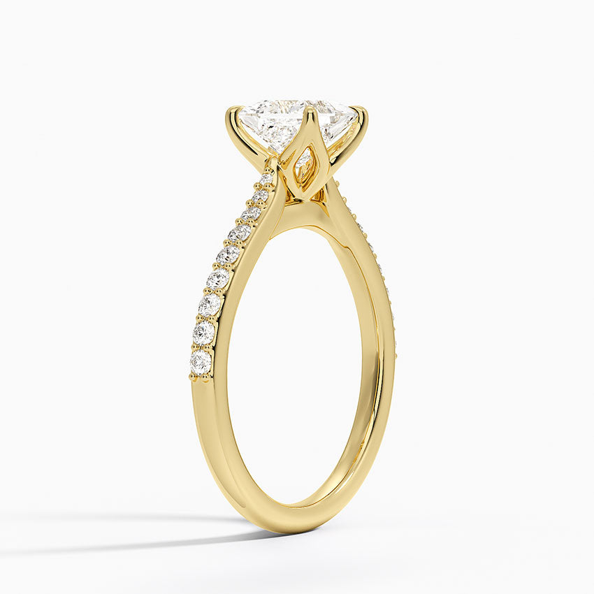 Elodie Cathedral Diamond Ring Yellow Gold 18k Princess Engagement Ring