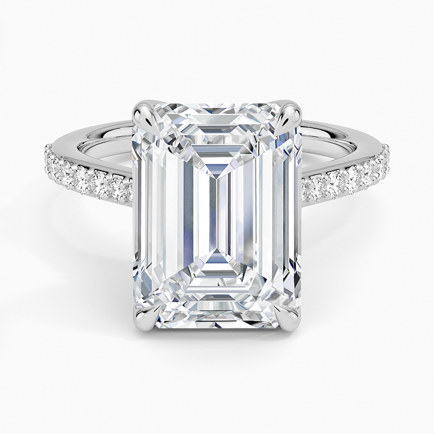 Elodie Cathedral Diamond Ring Platinum Emerald Engagement Ring