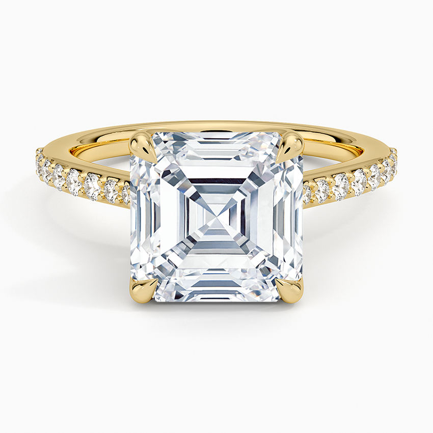 Elodie Cathedral Diamond Ring Yellow Gold 18k Asscher Engagement Ring
