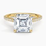 Elodie Cathedral Diamond Ring Yellow Gold 18k Asscher Engagement Ring