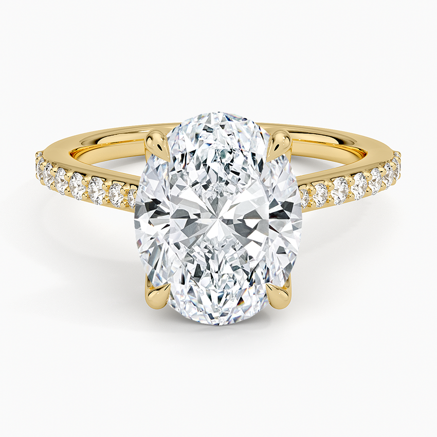 Elodie Cathedral Diamond Ring Yellow Gold 18k Oval Engagement Ring