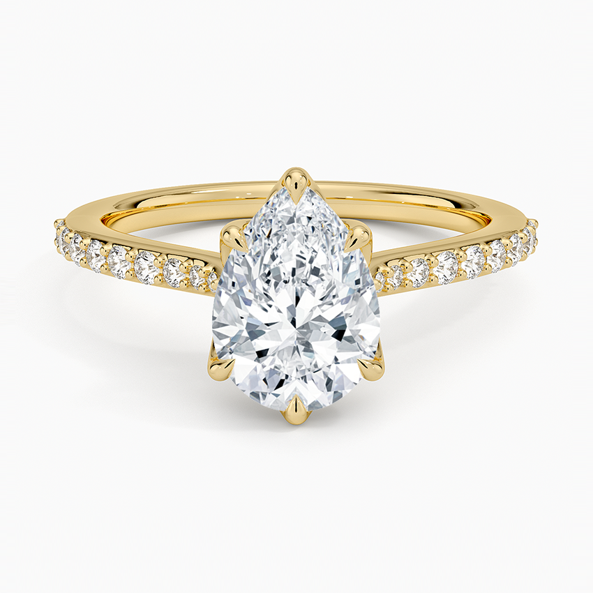 Elodie Cathedral Diamond Ring Yellow Gold 18k Pear Engagement Ring