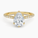 Elodie Cathedral Diamond Ring Yellow Gold 18k Pear Engagement Ring