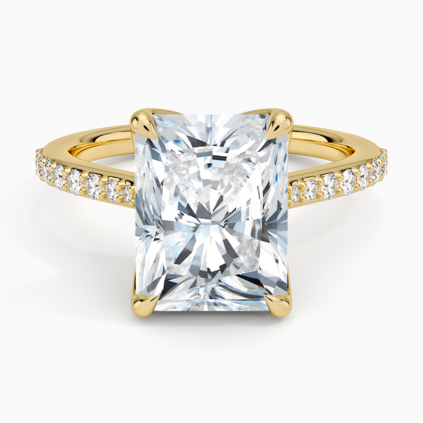 Elodie Cathedral Diamond Ring Yellow Gold 18k Radiant Engagement Ring