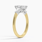 Mixed Metal Symphony Three Stone Diamond Ring Yellow Gold 18k Marquise Engagement Ring