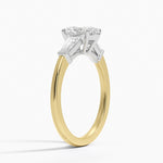 Mixed Metal Symphony Three Stone Diamond Ring Yellow Gold 18k Oval Engagement Ring