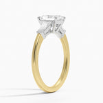 Mixed Metal Symphony Three Stone Diamond Ring Yellow Gold 18k Radiant Engagement Ring
