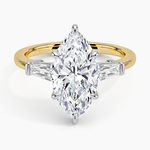 Mixed Metal Symphony Three Stone Diamond Ring White Gold 18k Marquise Engagement Ring