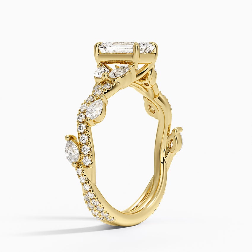 Vintage Secret Garden Diamond Ring (2/3 ct. tw.) Yellow Gold 18k Emerald Engagement Ring