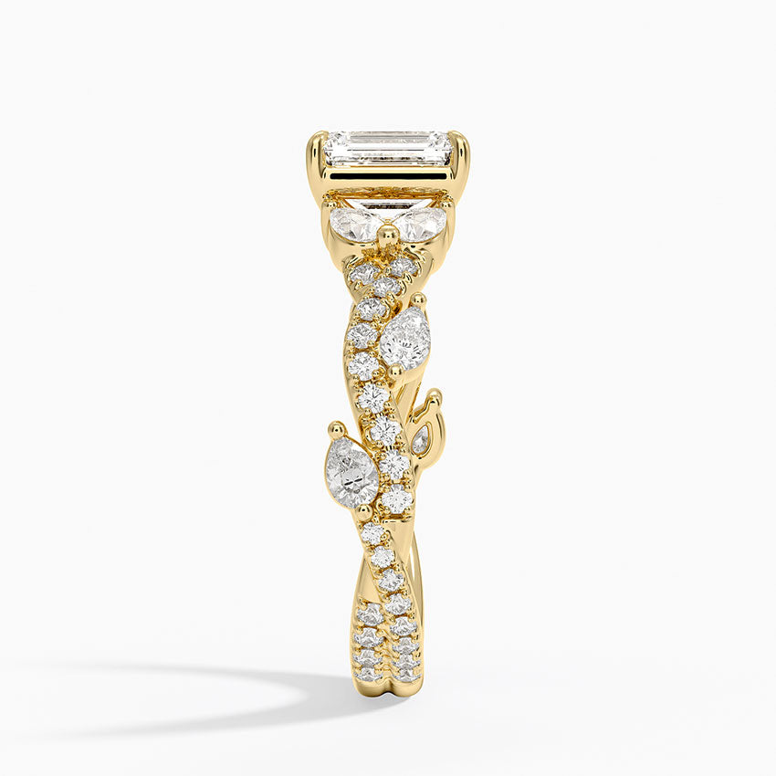 Vintage Secret Garden Diamond Ring (2/3 ct. tw.) Yellow Gold 18k Emerald Engagement Ring