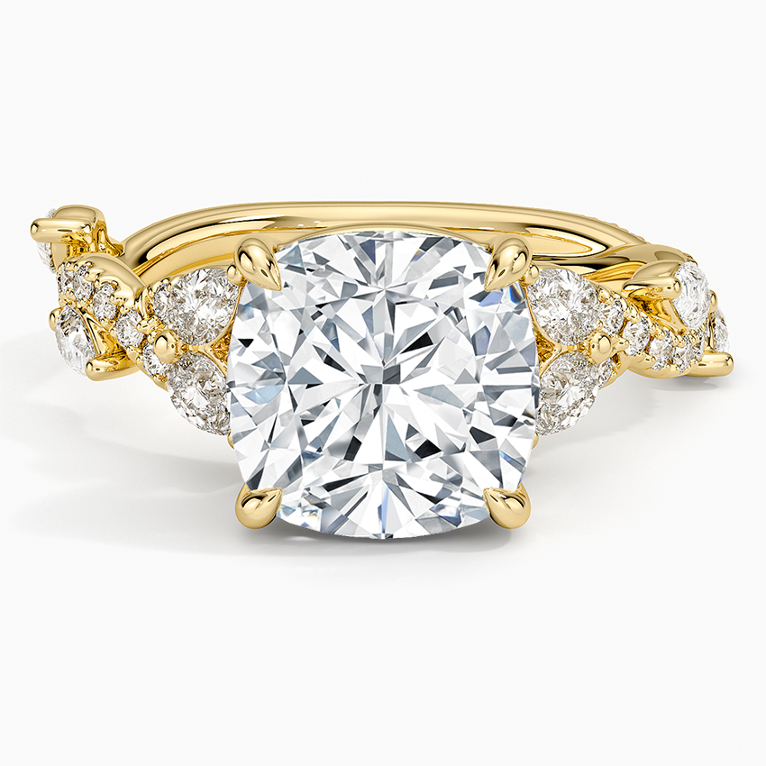 Vintage Secret Garden Diamond Ring (2/3 ct. tw.) Yellow Gold 18k Cushion Engagement Ring