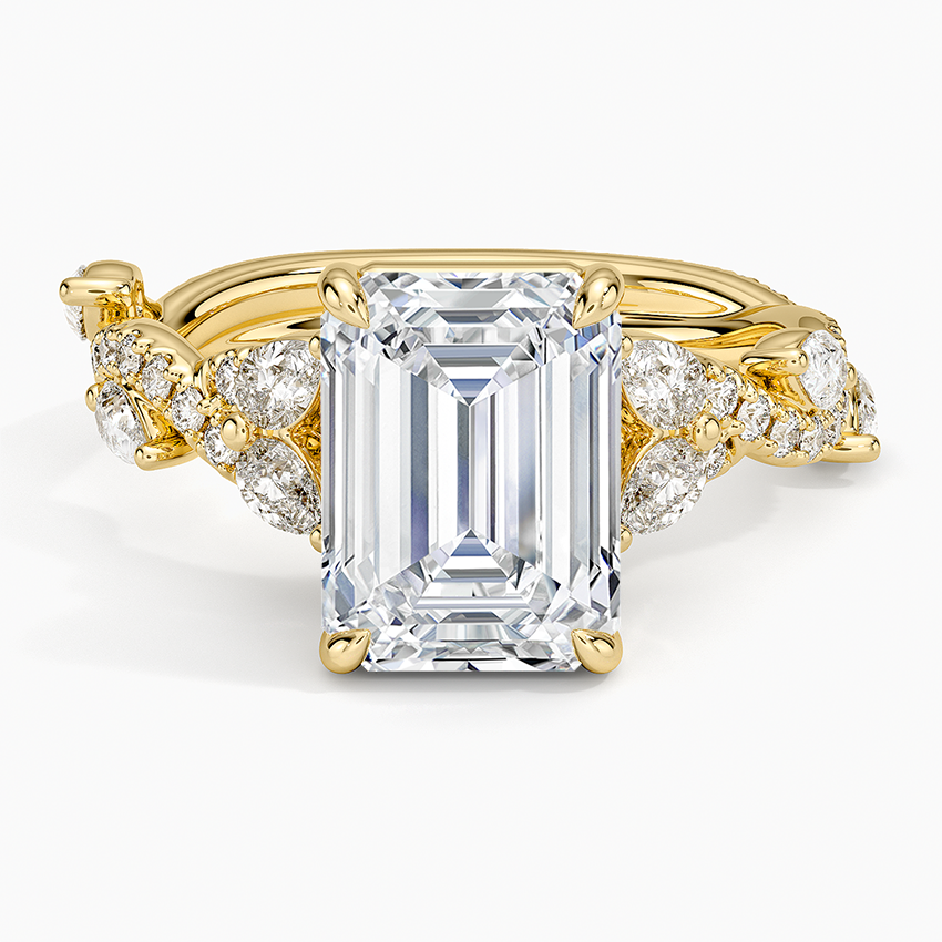 Vintage Secret Garden Diamond Ring (2/3 ct. tw.) Yellow Gold 18k Emerald Engagement Ring