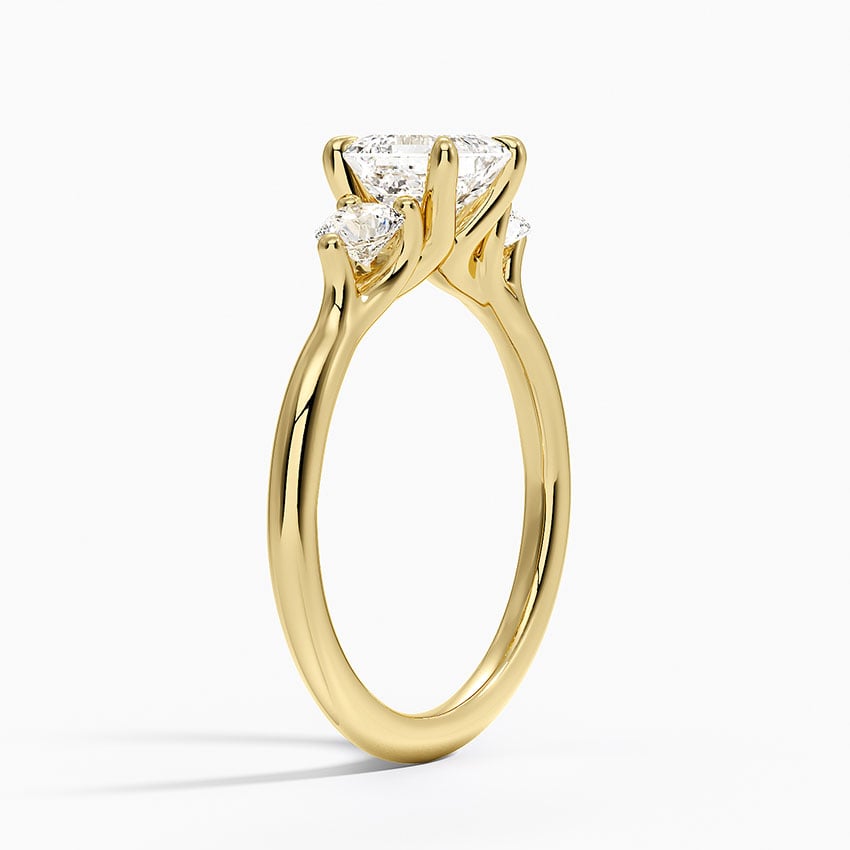 Freesia Three Stone Diamond Ring (1/3 ct. tw.) Yellow Gold 18k Asscher Engagement Ring