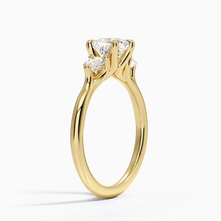 Freesia Three Stone Diamond Ring (1/3 ct. tw.) Yellow Gold 18k Cushion Engagement Ring