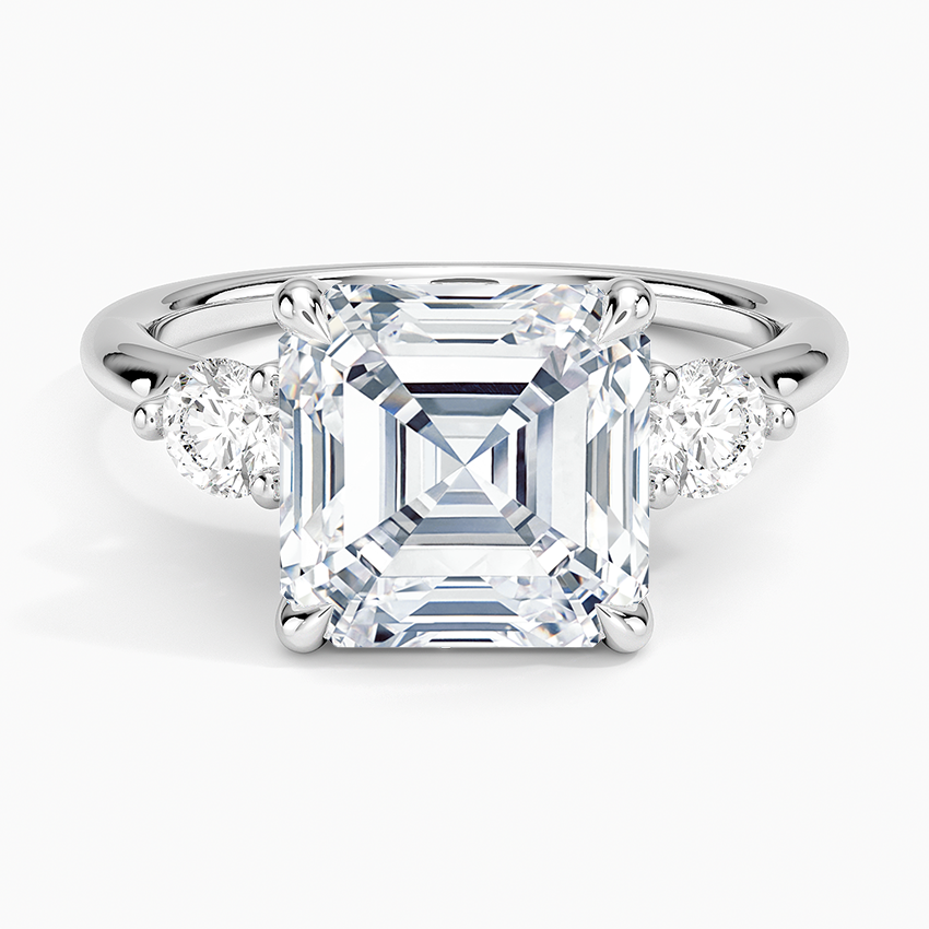 Freesia Three Stone Diamond Ring (1/3 ct. tw.) Platinum Asscher Engagement Ring