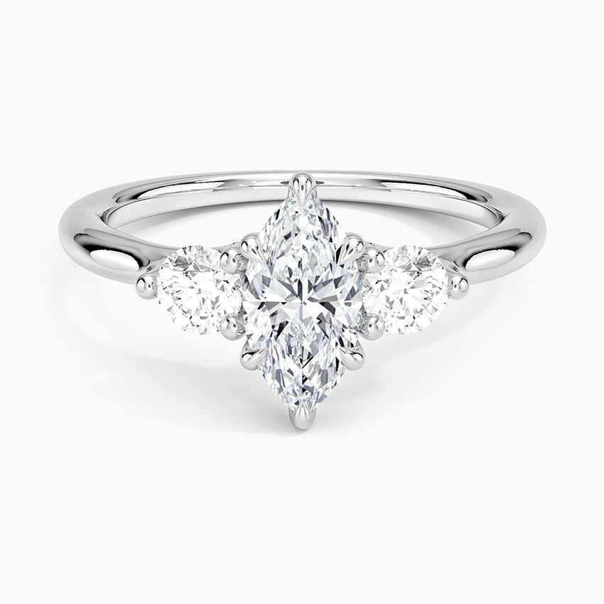 Freesia Three Stone Diamond Ring (1/3 ct. tw.) Platinum Marquise Engagement Ring