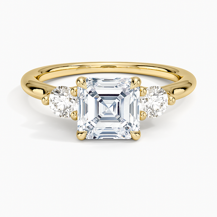 Freesia Three Stone Diamond Ring (1/3 ct. tw.) Yellow Gold 18k Asscher Engagement Ring