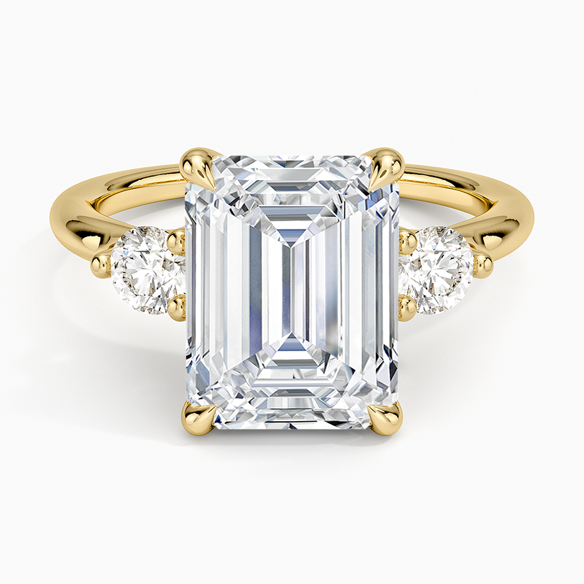 Freesia Three Stone Diamond Ring (1/3 ct. tw.) Yellow Gold 18k Emerald Engagement Ring