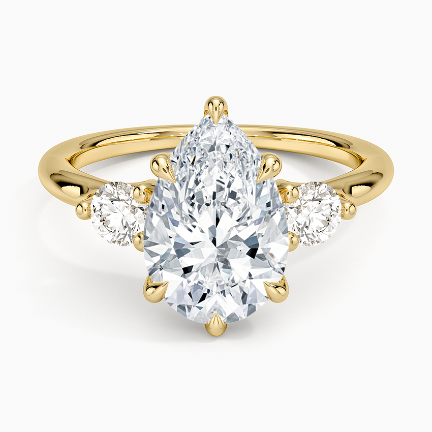Freesia Three Stone Diamond Ring (1/3 ct. tw.) Yellow Gold 18k Pear Engagement Ring