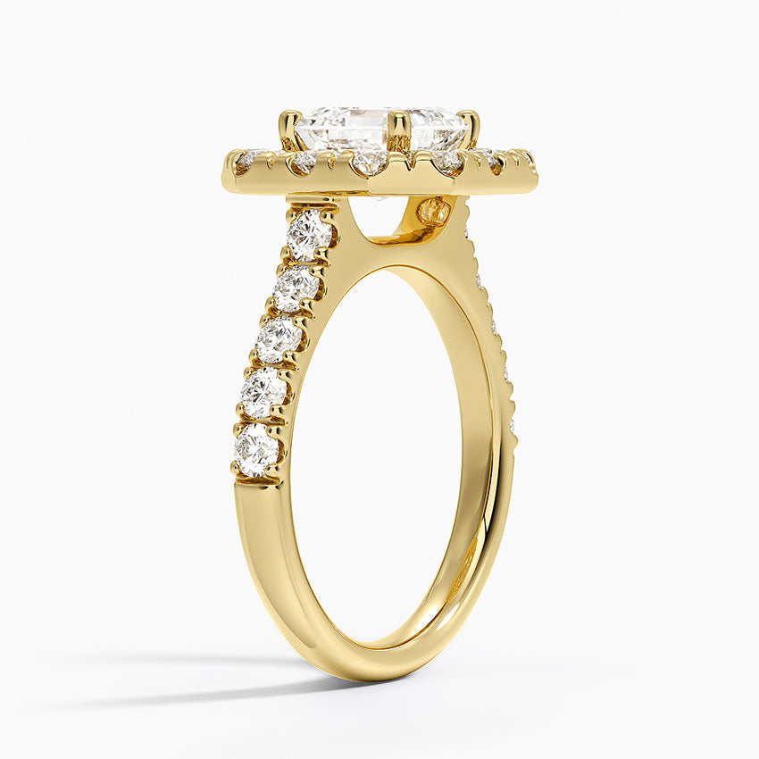 Adele Halo Diamond Ring Yellow Gold 18k Asscher Engagement Ring