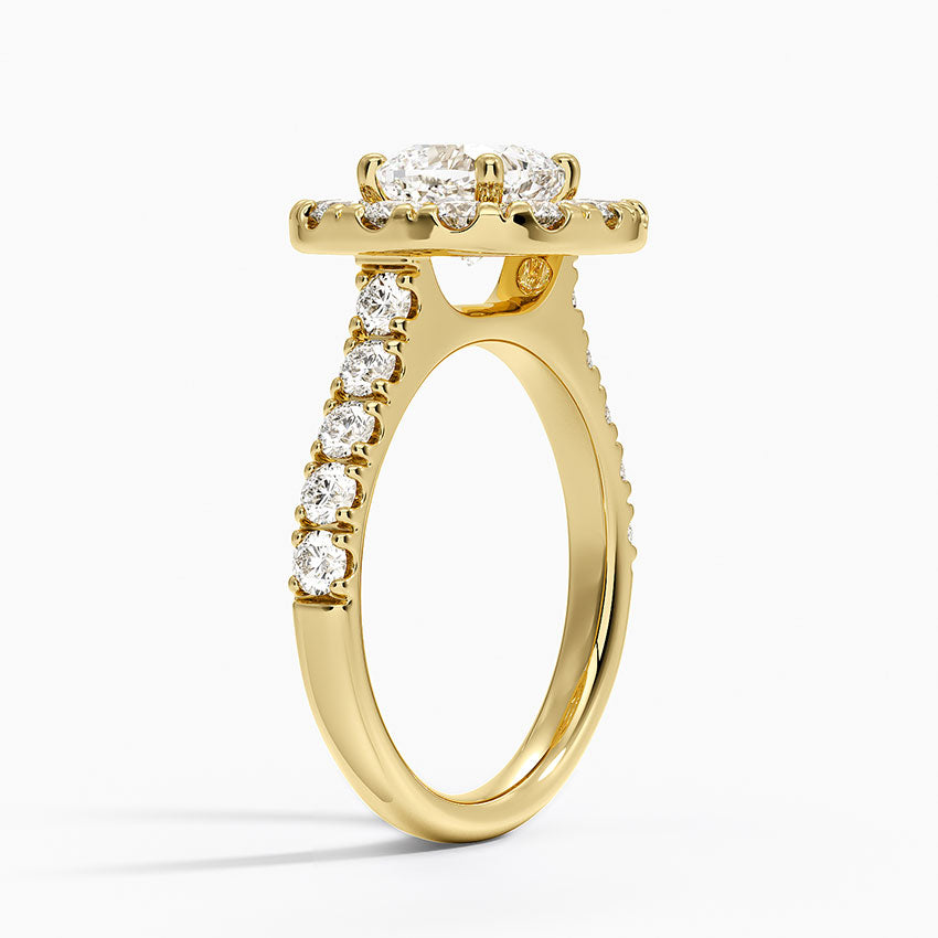 Adele Halo Diamond Ring Yellow Gold 18k Cushion Engagement Ring
