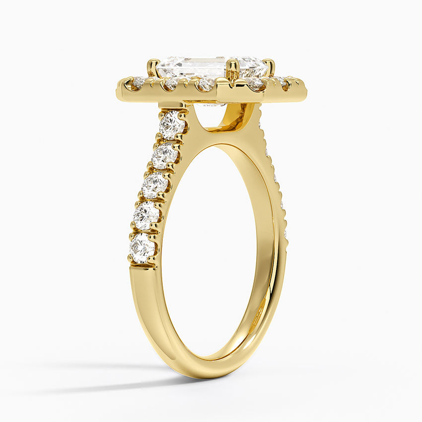 Adele Halo Diamond Ring Yellow Gold 18k Emerald Engagement Ring