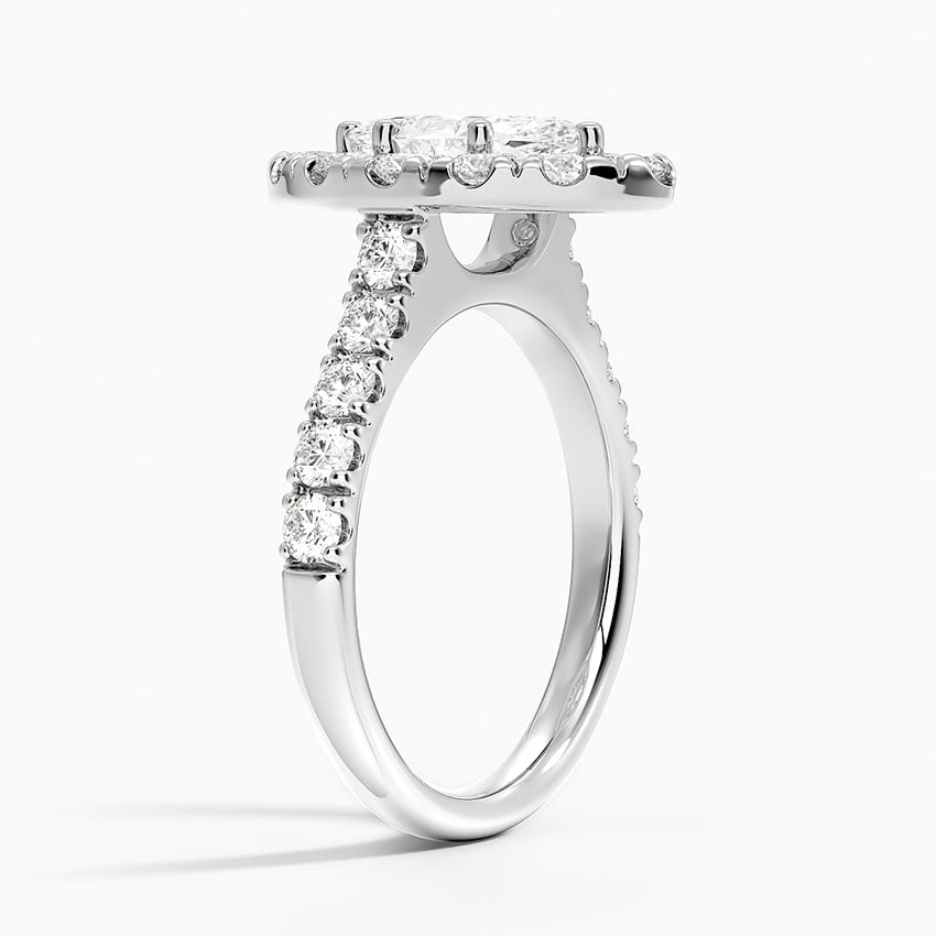 Adele Halo Diamond Ring Platinum Marquise Engagement Ring
