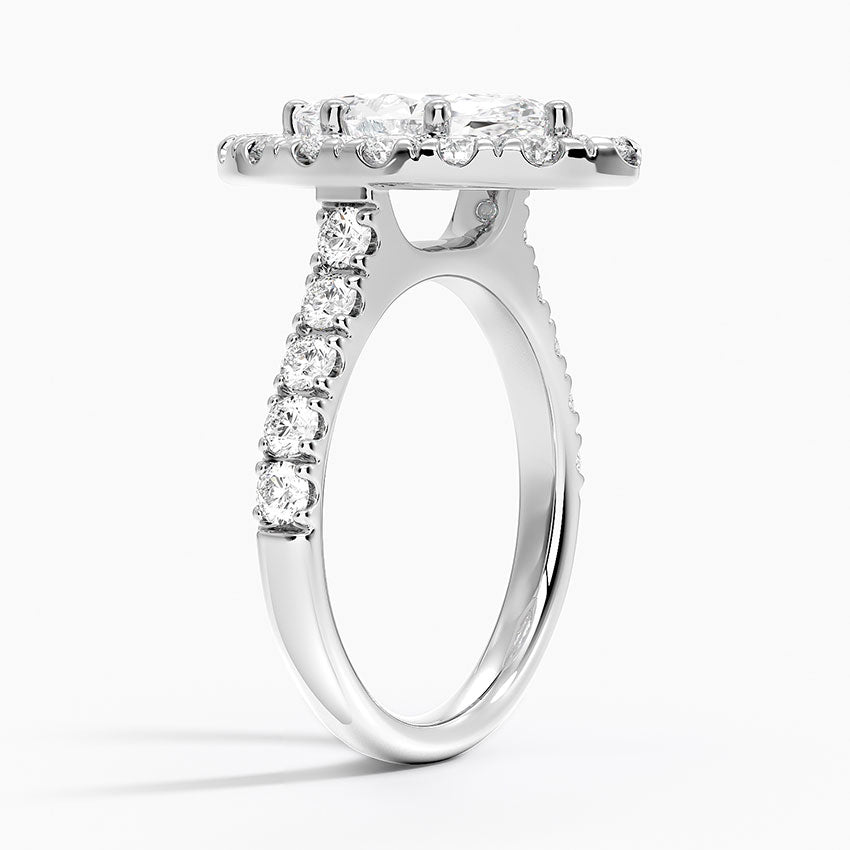 Adele Halo Diamond Ring Platinum Marquise Engagement Ring