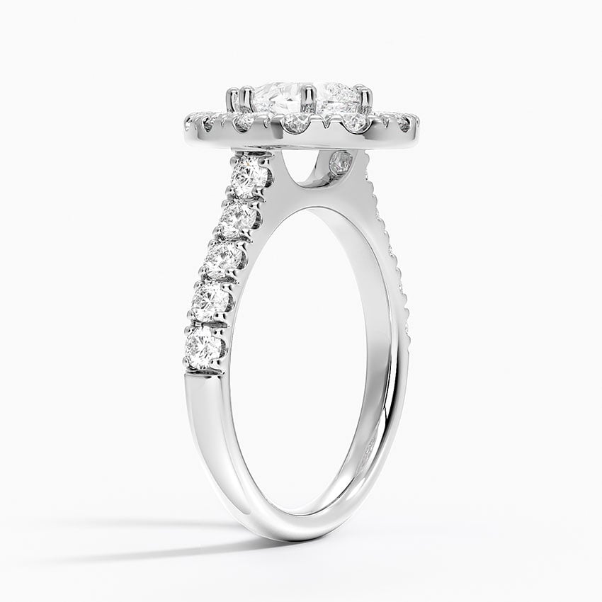 Adele Halo Diamond Ring Platinum Pear Engagement Ring