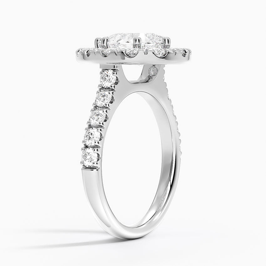 Adele Halo Diamond Ring Platinum Pear Engagement Ring