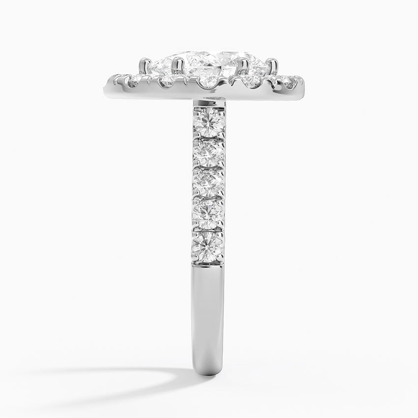 Adele Halo Diamond Ring Platinum Pear Engagement Ring
