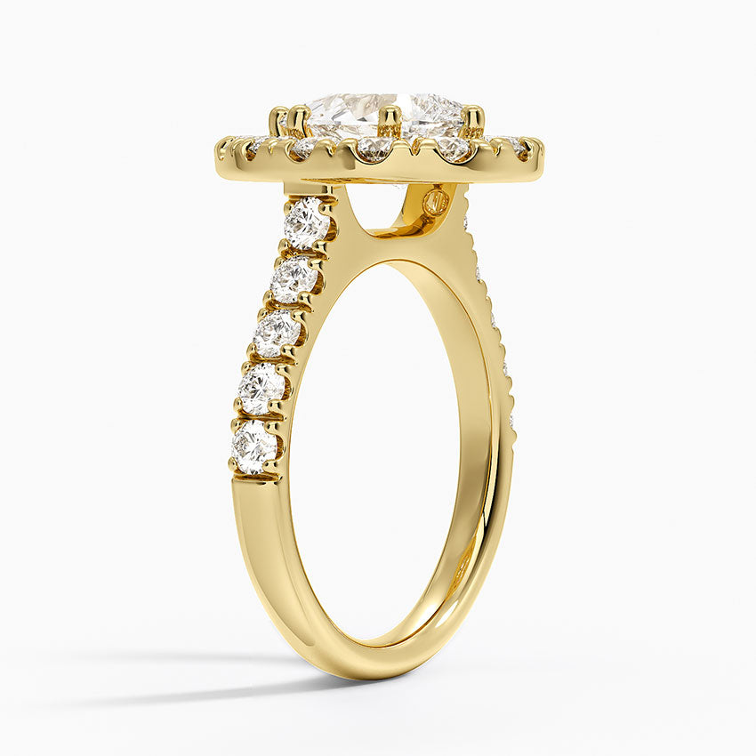 Adele Halo Diamond Ring Yellow Gold 18k Pear Engagement Ring