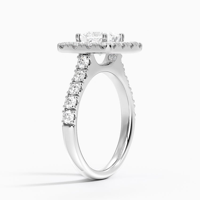 Adele Halo Diamond Ring Platinum Princess Engagement Ring