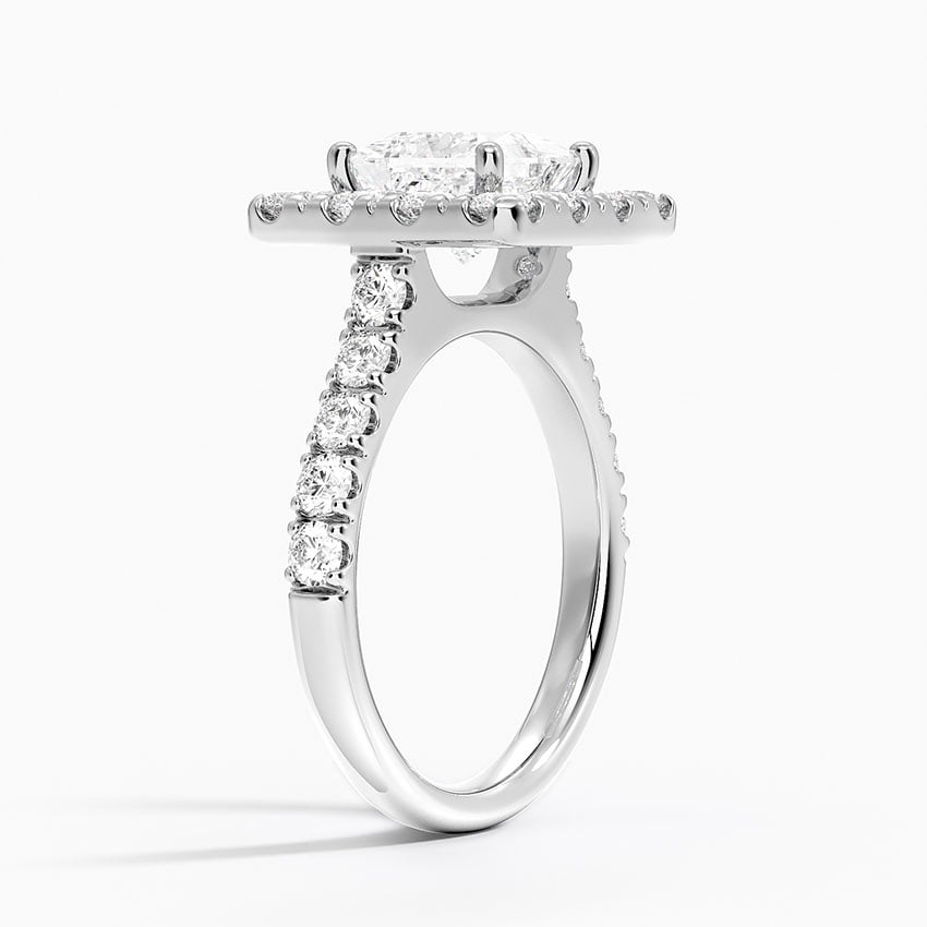 Adele Halo Diamond Ring Platinum Princess Engagement Ring