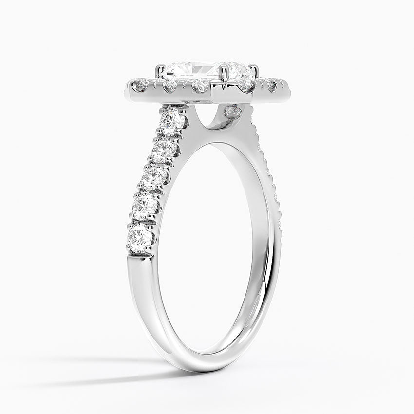 Adele Halo Diamond Ring Platinum Radiant Engagement Ring