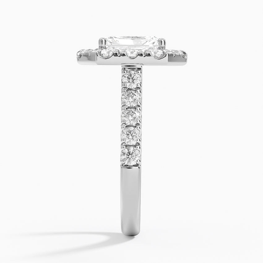 Adele Halo Diamond Ring Platinum Radiant Engagement Ring