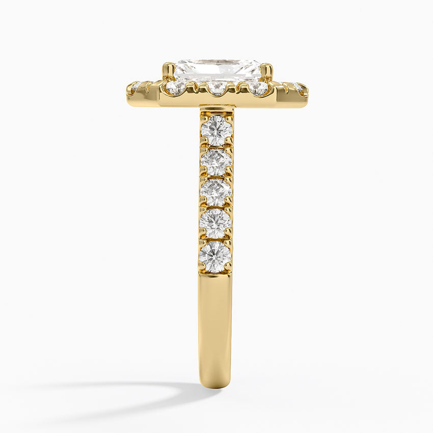 Adele Halo Diamond Ring Yellow Gold 18k Radiant Engagement Ring