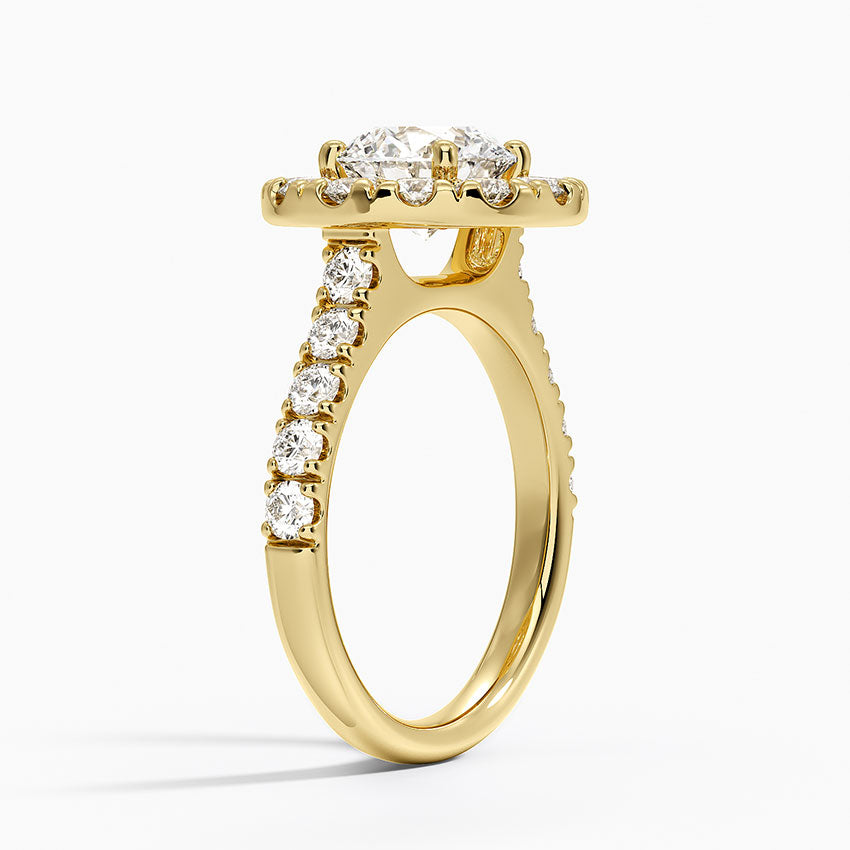 Adele Halo Diamond Ring Yellow Gold 18k Round Engagement Ring