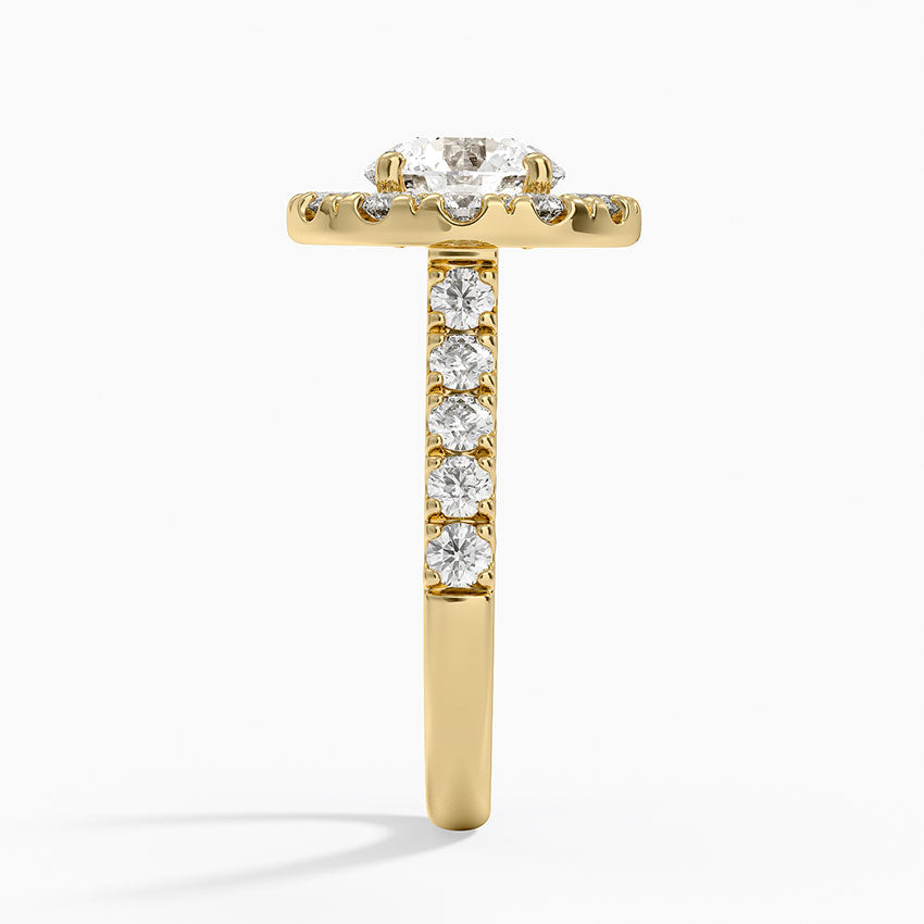 Adele Halo Diamond Ring Yellow Gold 18k Round Engagement Ring