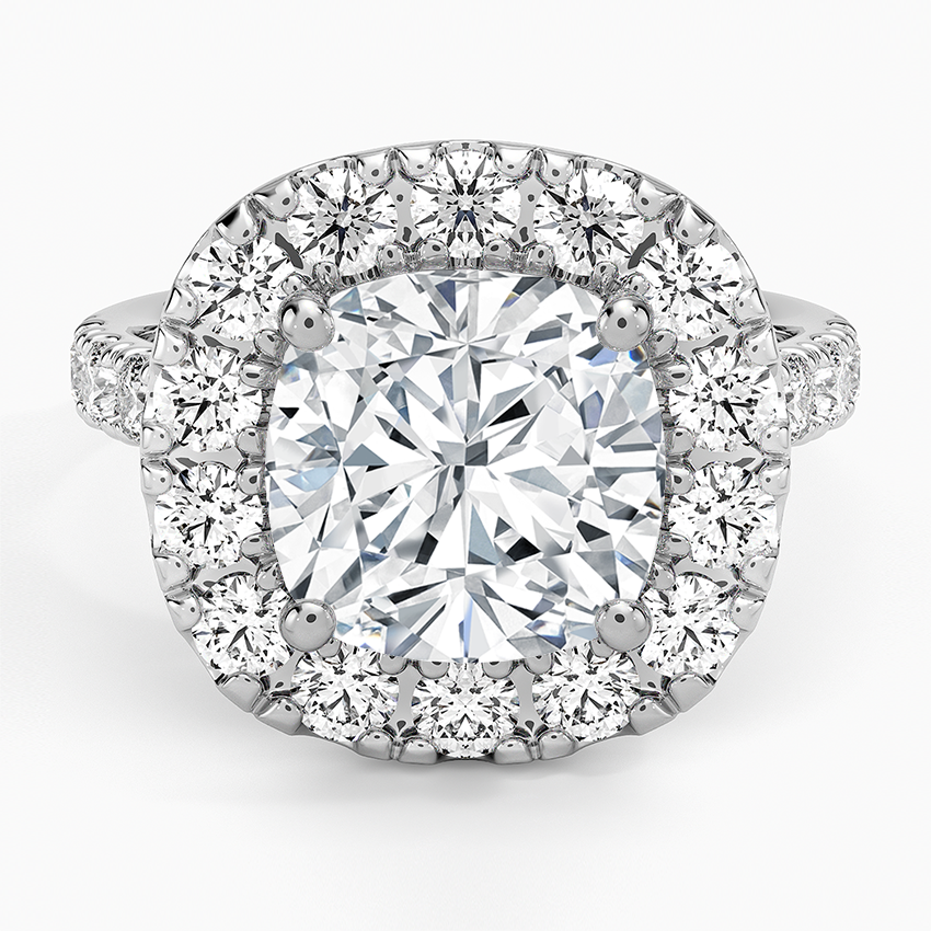 Adele Halo Diamond Ring Platinum Cushion Engagement Ring