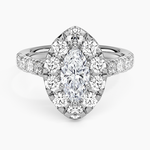 Adele Halo Diamond Ring Platinum Marquise Engagement Ring