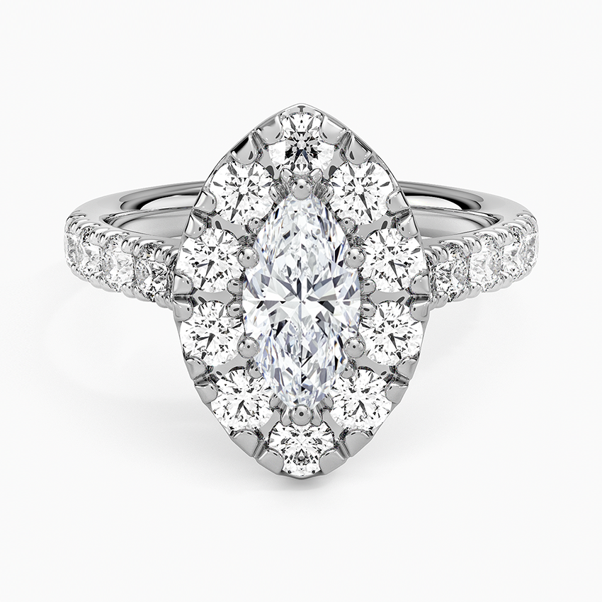 Adele Halo Diamond Ring Platinum Marquise Engagement Ring