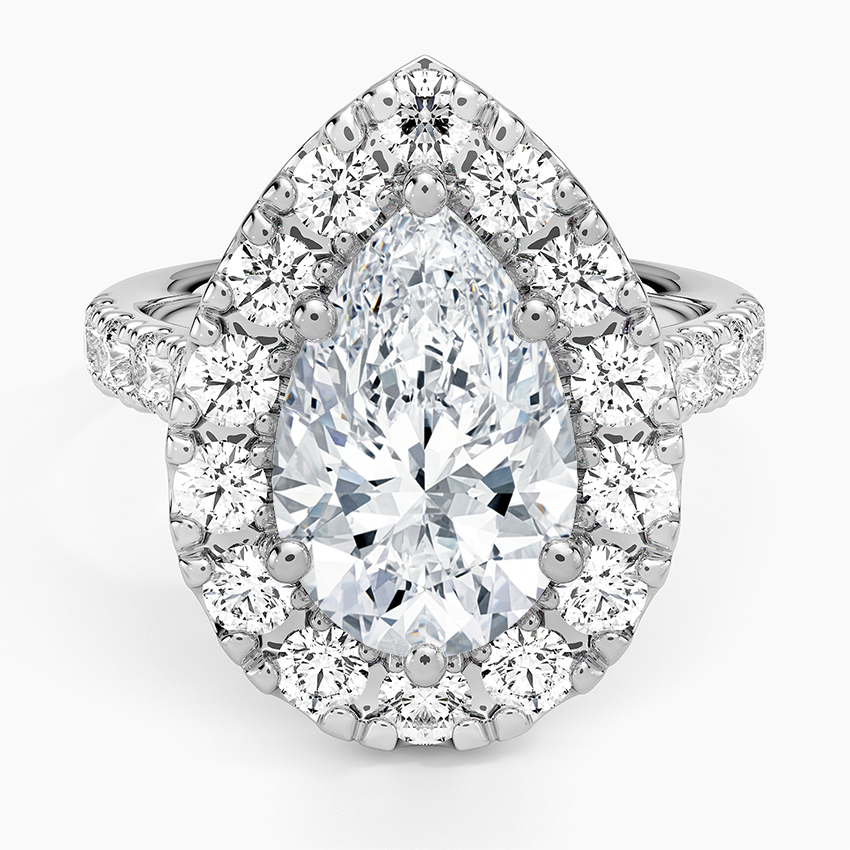 Adele Halo Diamond Ring Platinum Pear Engagement Ring