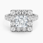 Adele Halo Diamond Ring Platinum Princess Engagement Ring
