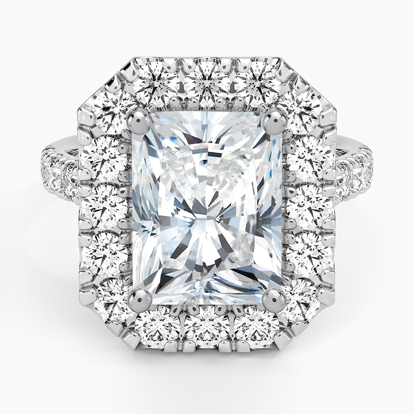 Adele Halo Diamond Ring Platinum Radiant Engagement Ring
