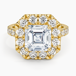 Adele Halo Diamond Ring Yellow Gold 18k Asscher Engagement Ring