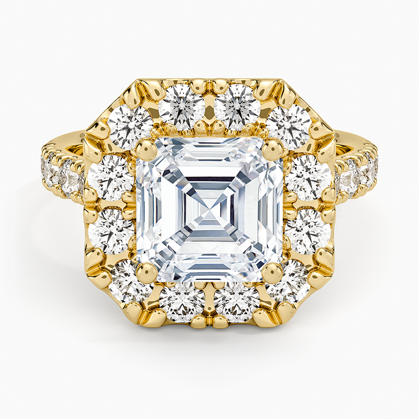 Adele Halo Diamond Ring Yellow Gold 18k Asscher Engagement Ring