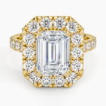 Adele Halo Diamond Ring Yellow Gold 18k Emerald Engagement Ring