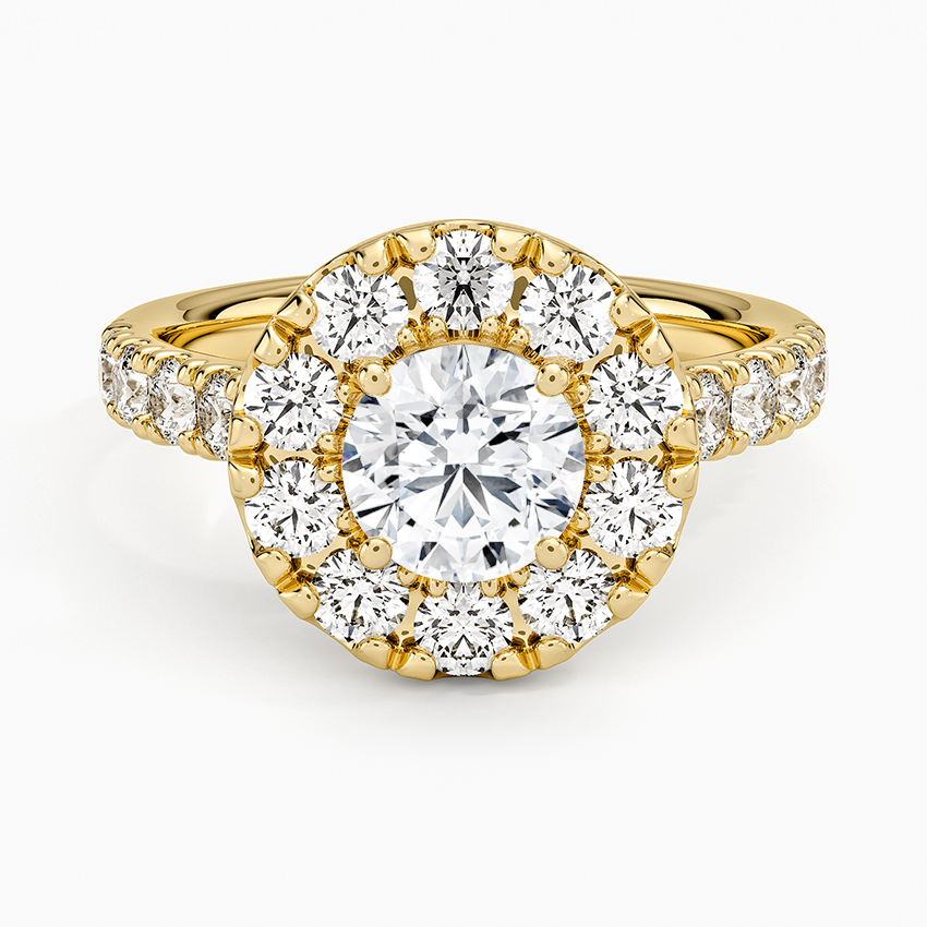 Adele Halo Diamond Ring Yellow Gold 18k Round Engagement Ring